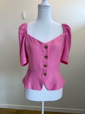 Wilfred Janine Top size Small Linen Blend Pink Fairy Coquette Regency Victorian